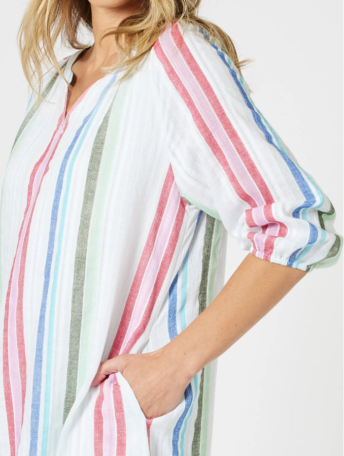 Gordon Smith | Havana Stripe Dress | Basil Multi