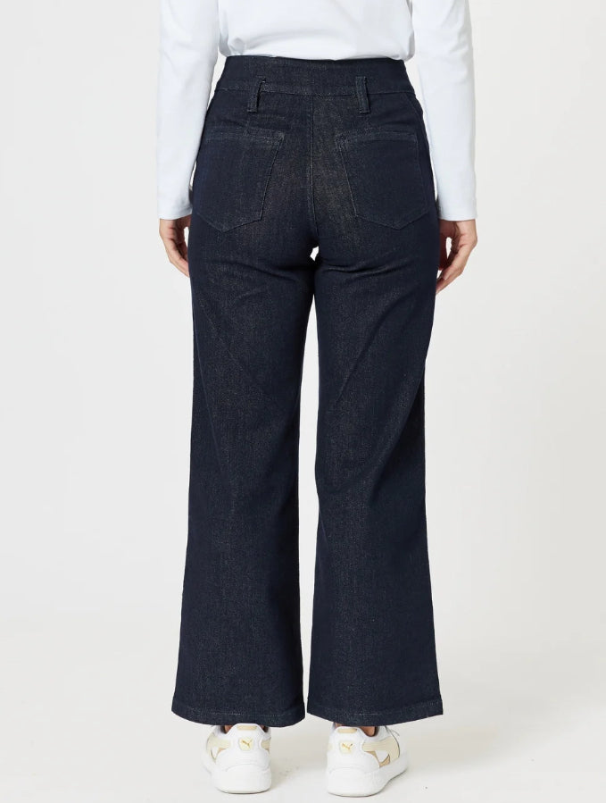 Gordon Smith | Hudson High Rise Wide Leg Jean | Dark Denim