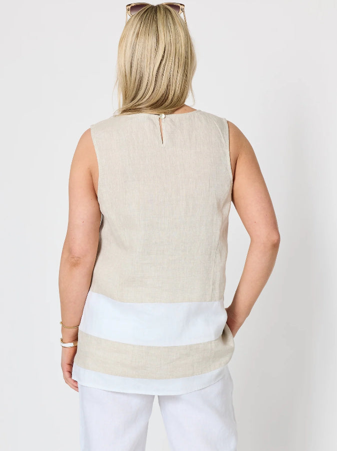 Gordon Smith | Chloe Linen Top | Natural/White