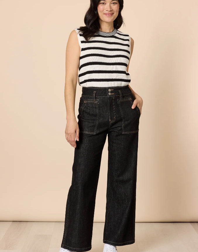 Gordon Smith | Hudson High Rise Wide Leg Jean | Black