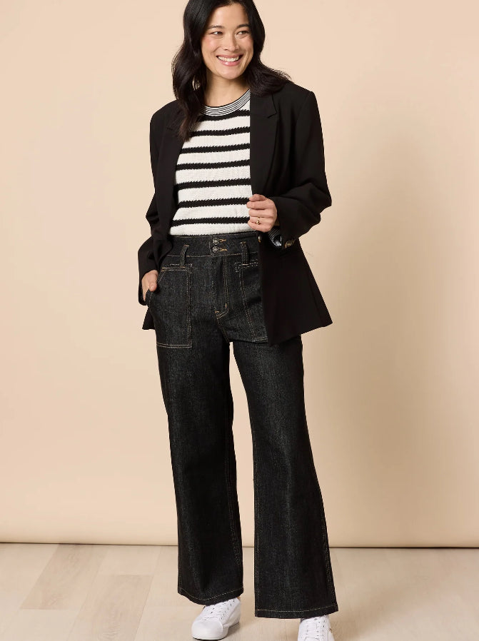 Gordon Smith | Hudson High Rise Wide Leg Jean | Black