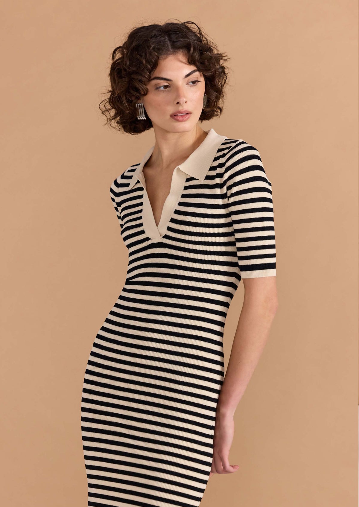 Staple The Label | Lana Stripe Knit Dress | Black/Cream