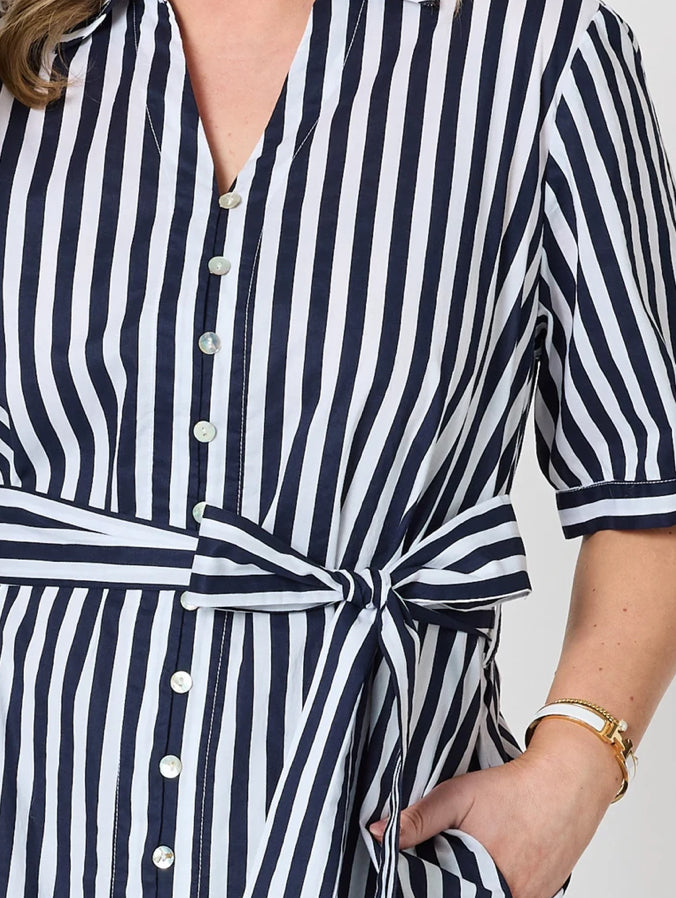 Gordon Smith | Riviera Striped Shirt Dress | Navy/White