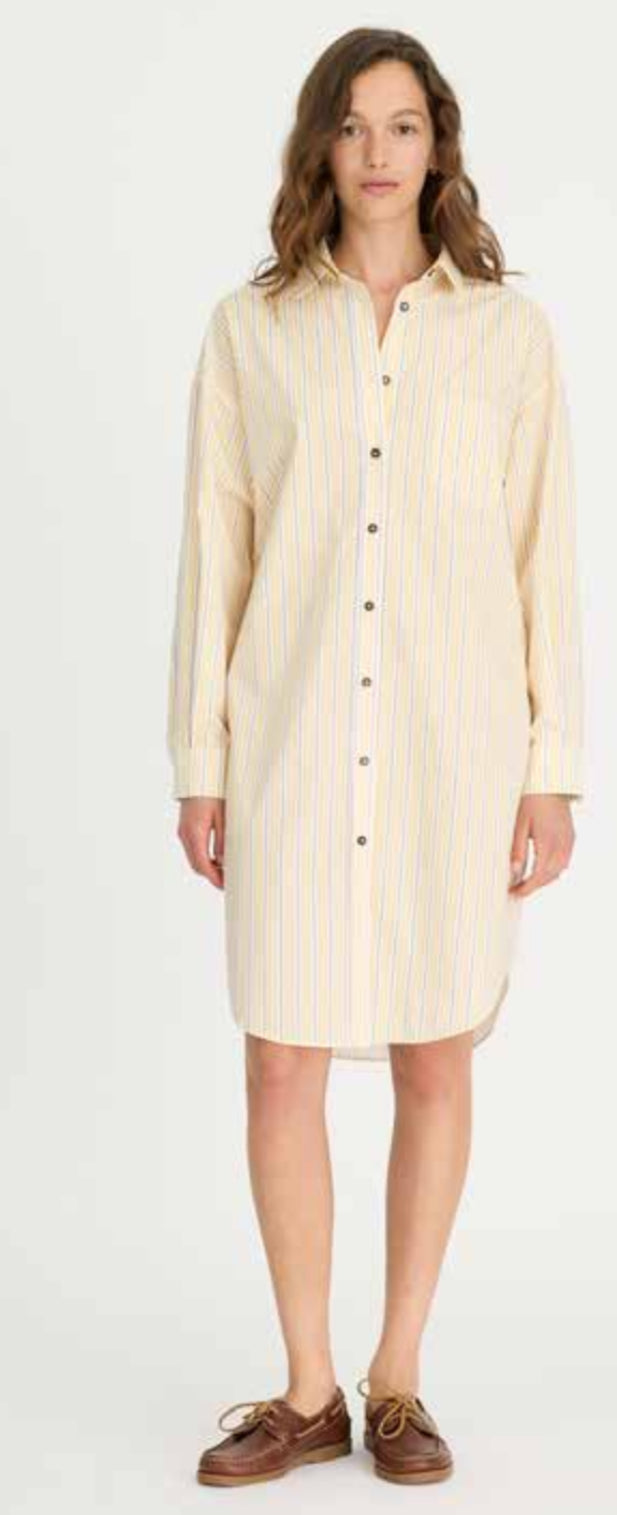 LMND | Chiara Midi Dress | Straw/Fudge/White Stripe