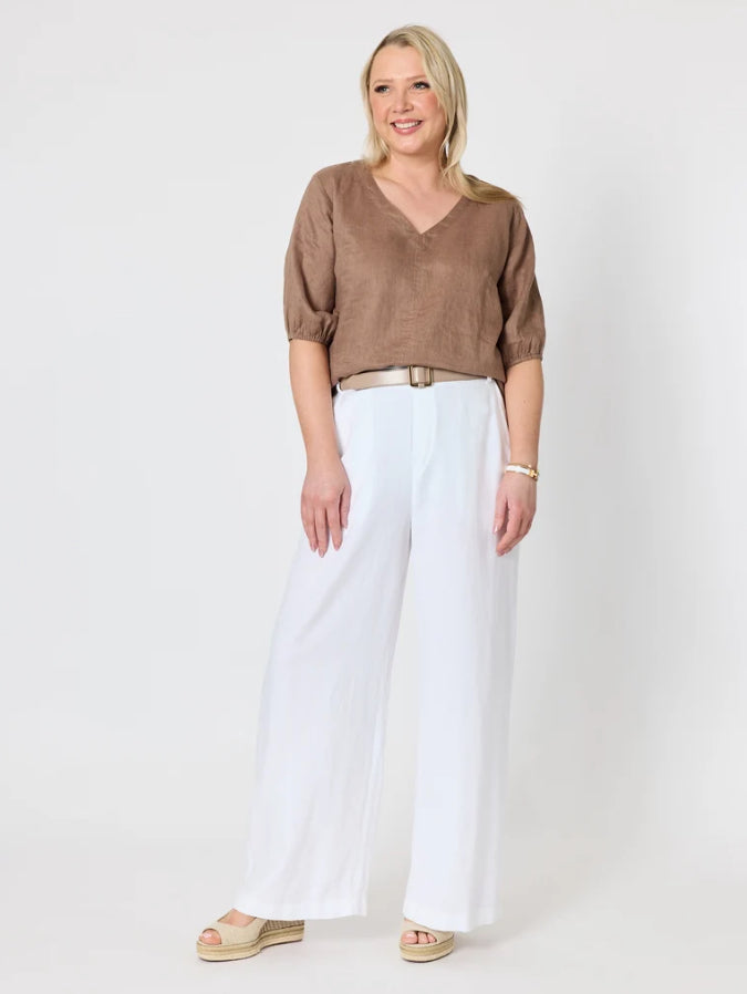 Gordon Smith | Anna Linen Top | Mocha
