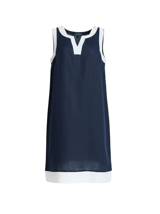 Gordon Smith | Chloe Linen Dress | Navy/White