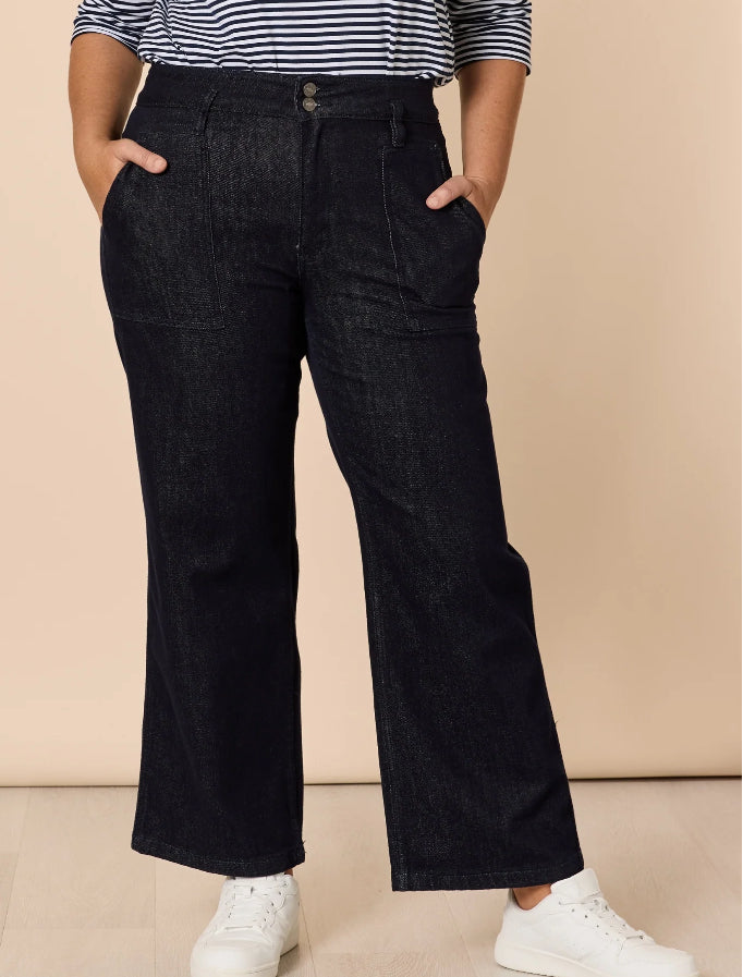 Gordon Smith | Hudson High Rise Wide Leg Jean | Dark Denim