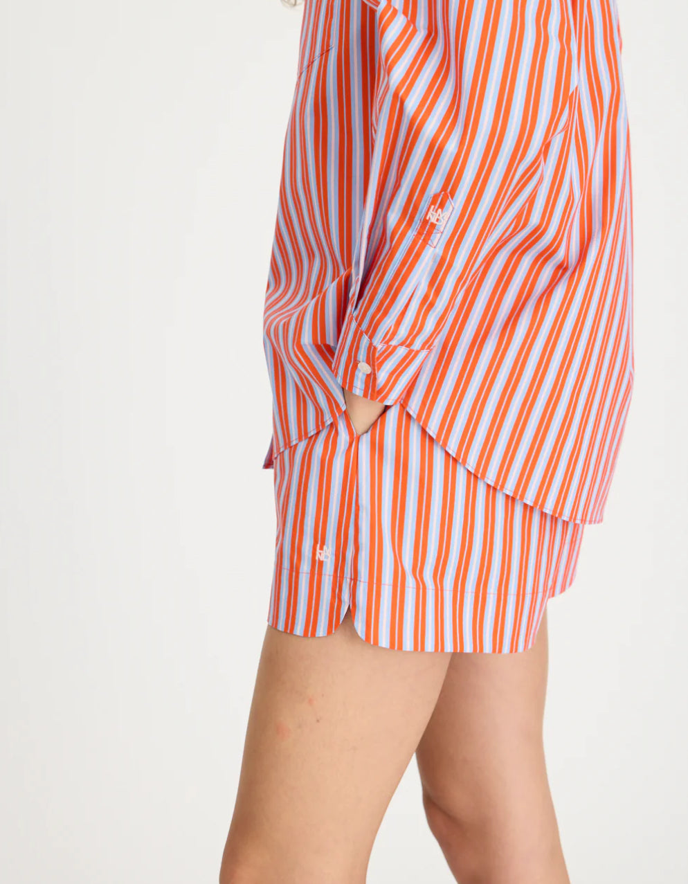 LMND | Chiara Long Sleeve Shirt | Spicy Orange/Himalayan Pink/Powder Blue