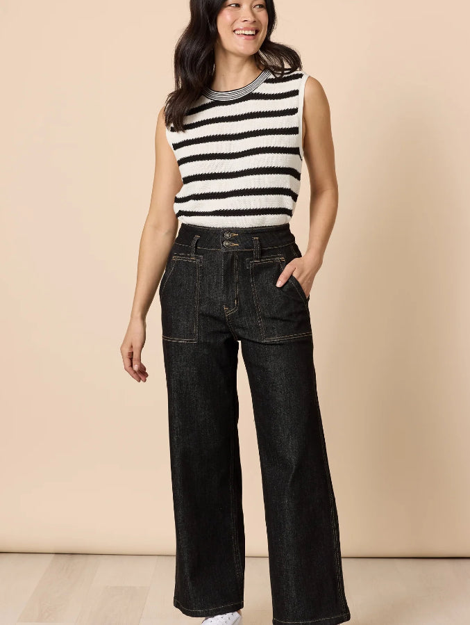 Gordon Smith | City Stripe Knit | Ivory/Black