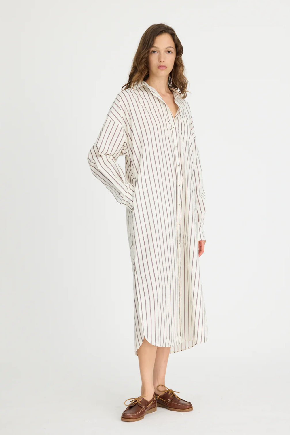 LMND | Chiara Maxi Dress | Vanilla/Cinnamon/Ink Blue Stripe