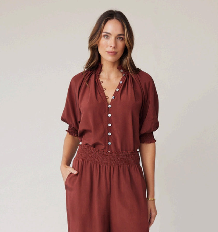 State Of Embrace | Shirred Blouse | Mocha