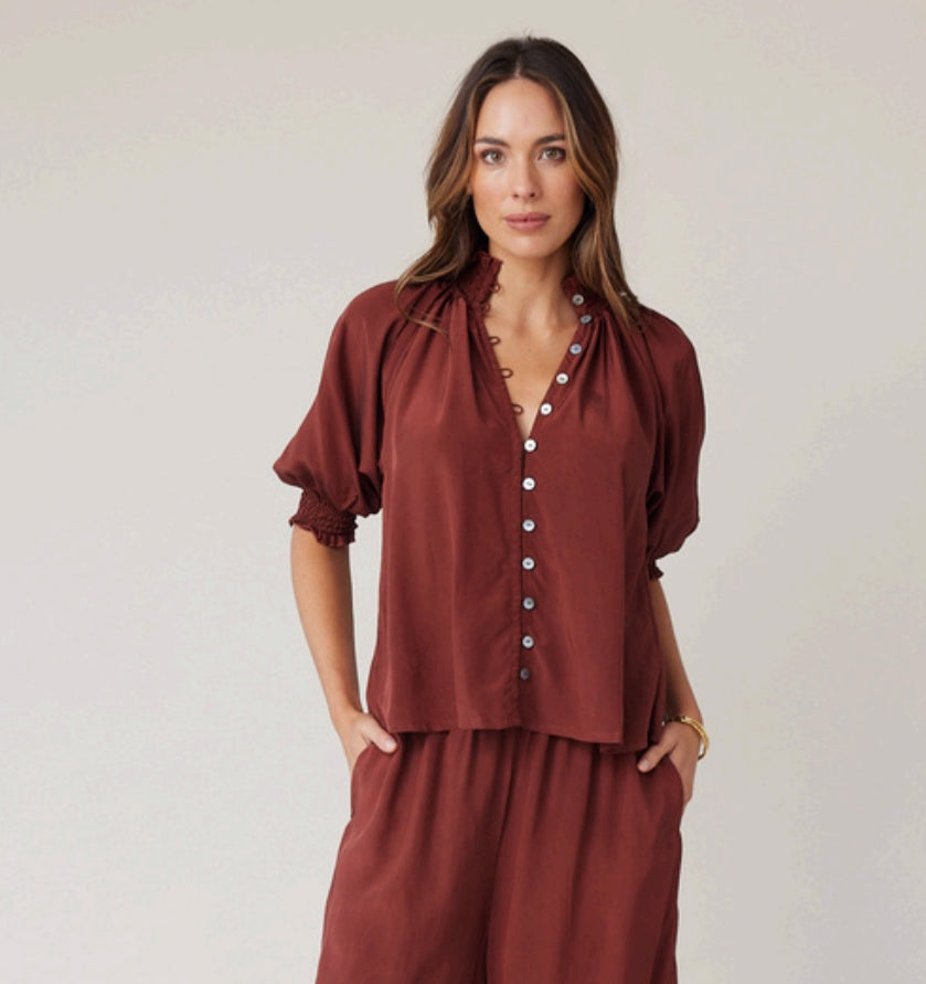 State Of Embrace | Shirred Blouse | Mocha