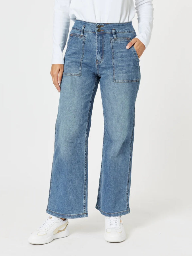 Gordon Smith | Hudson High Rise Wide Leg Jean | Denim