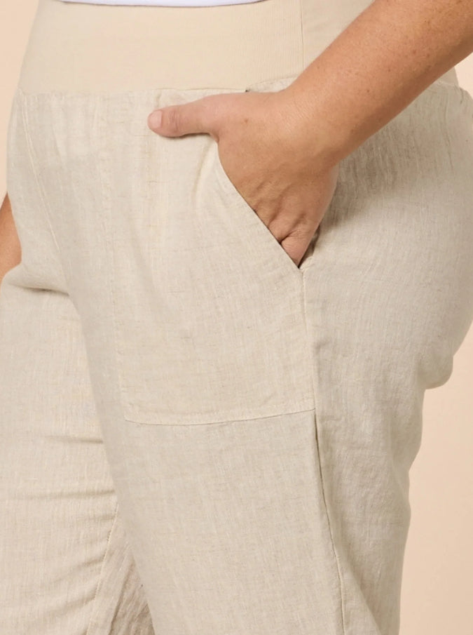 Gordon Smith | Sarah Linen Pleat Hem Pant | Natural