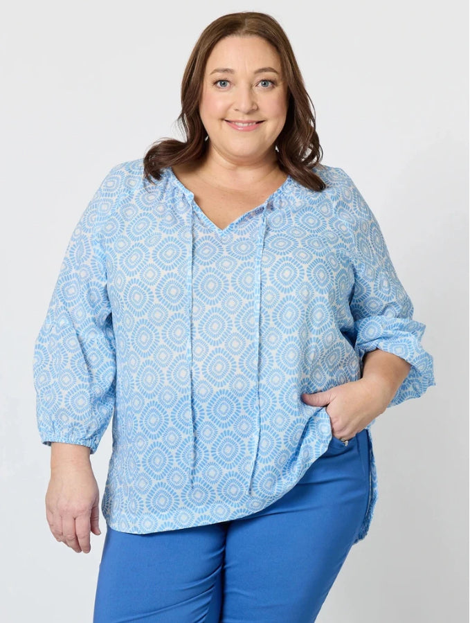 Gordon Smith | Mosaic Print Top | Blue