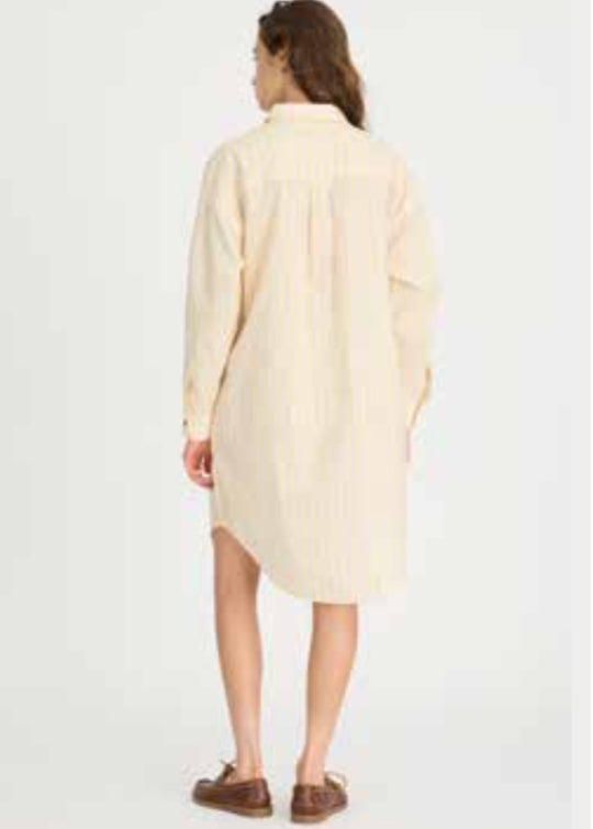LMND | Chiara Midi Dress | Straw/Fudge/White Stripe
