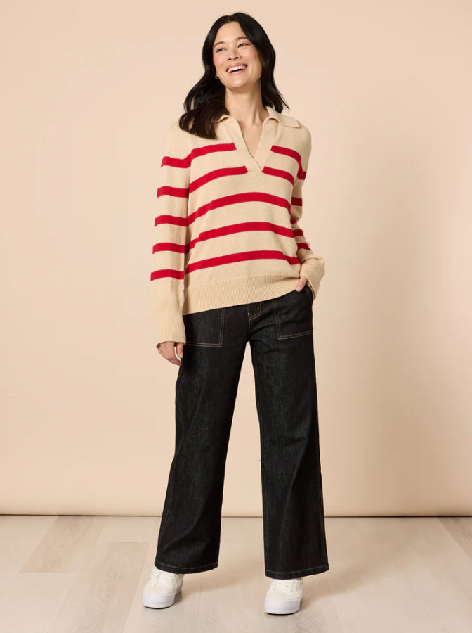 Gordon Smith | Montrose Stripe Knit | Natural Red