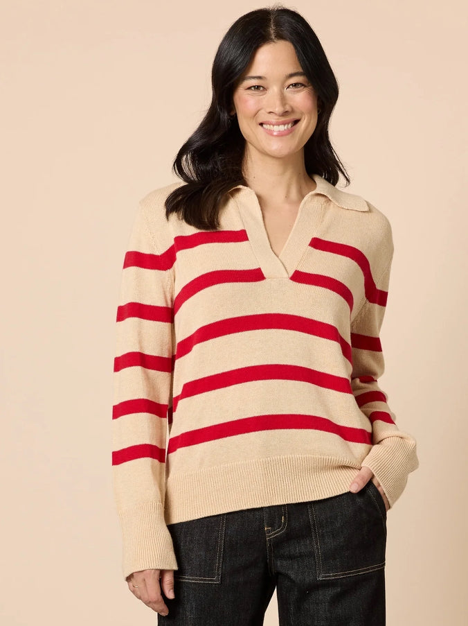 Gordon Smith | Montrose Stripe Knit | Natural Red