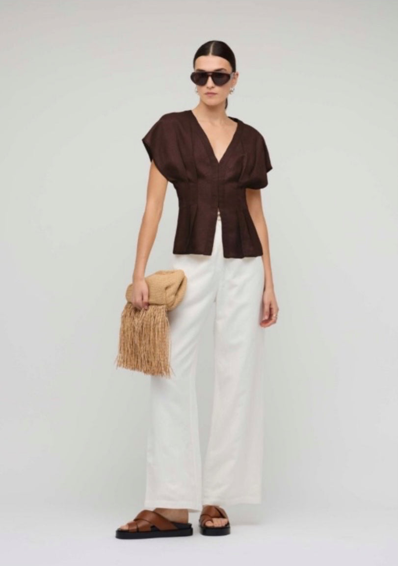 Staple The Label | Estelle Pleated Blouse | Chocolate