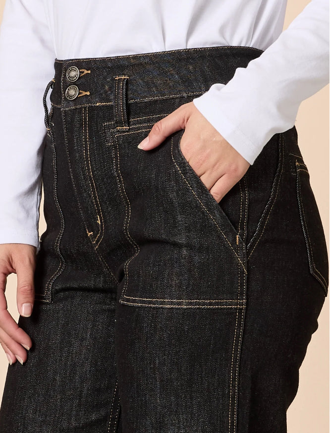 Gordon Smith | Hudson High Rise Wide Leg Jean | Black