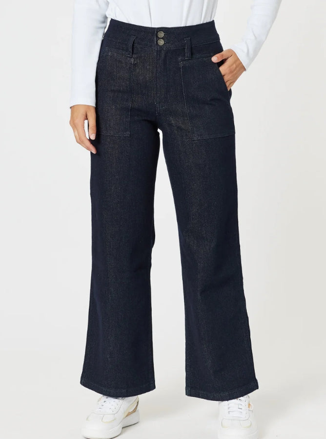 Gordon Smith | Hudson High Rise Wide Leg Jean | Dark Denim