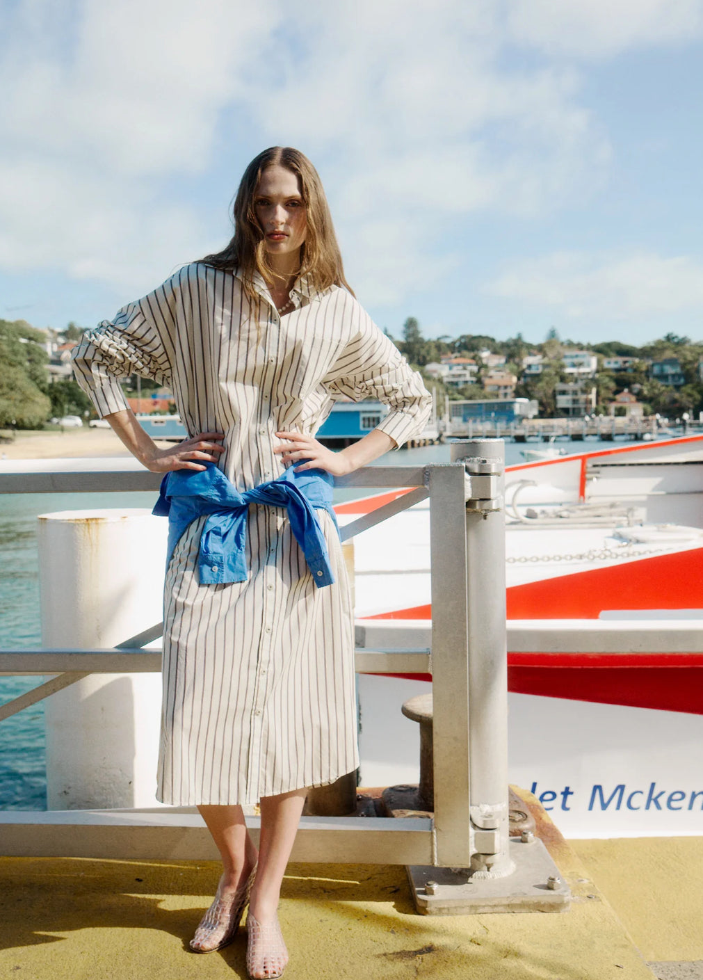 LMND | Chiara Maxi Dress | Vanilla/Cinnamon/Ink Blue Stripe