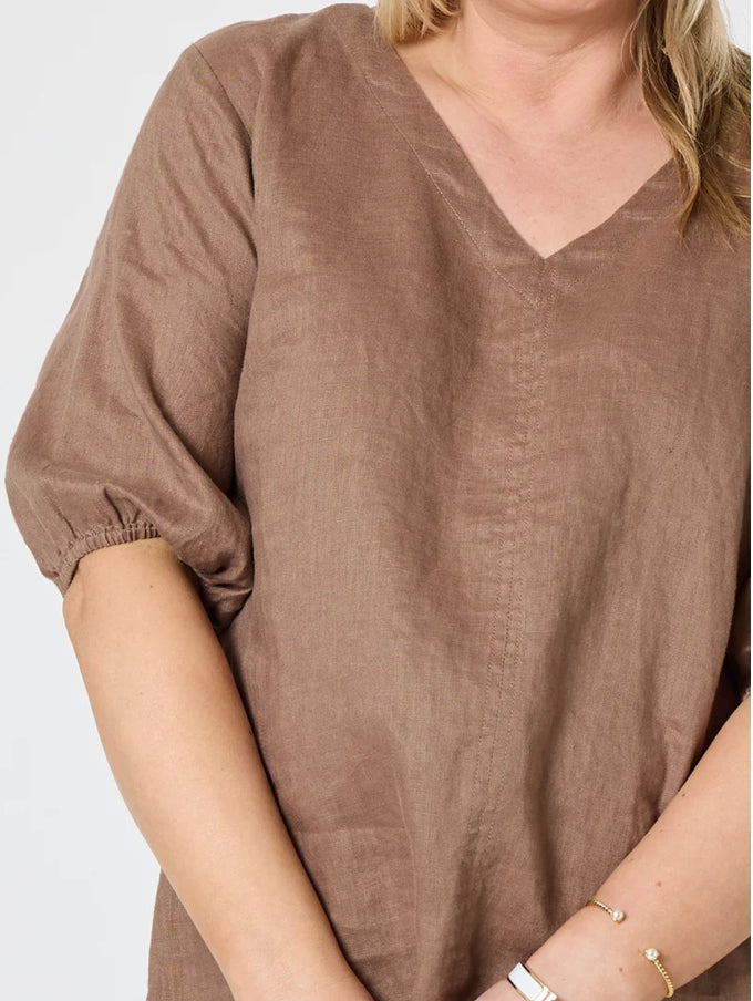 Gordon Smith | Anna Linen Top | Mocha