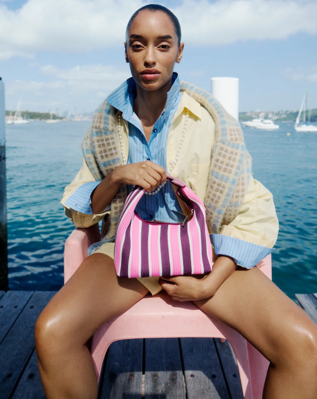 LMND | Lilo Stripes Mini Bag | Fig/Plumeria Stripe