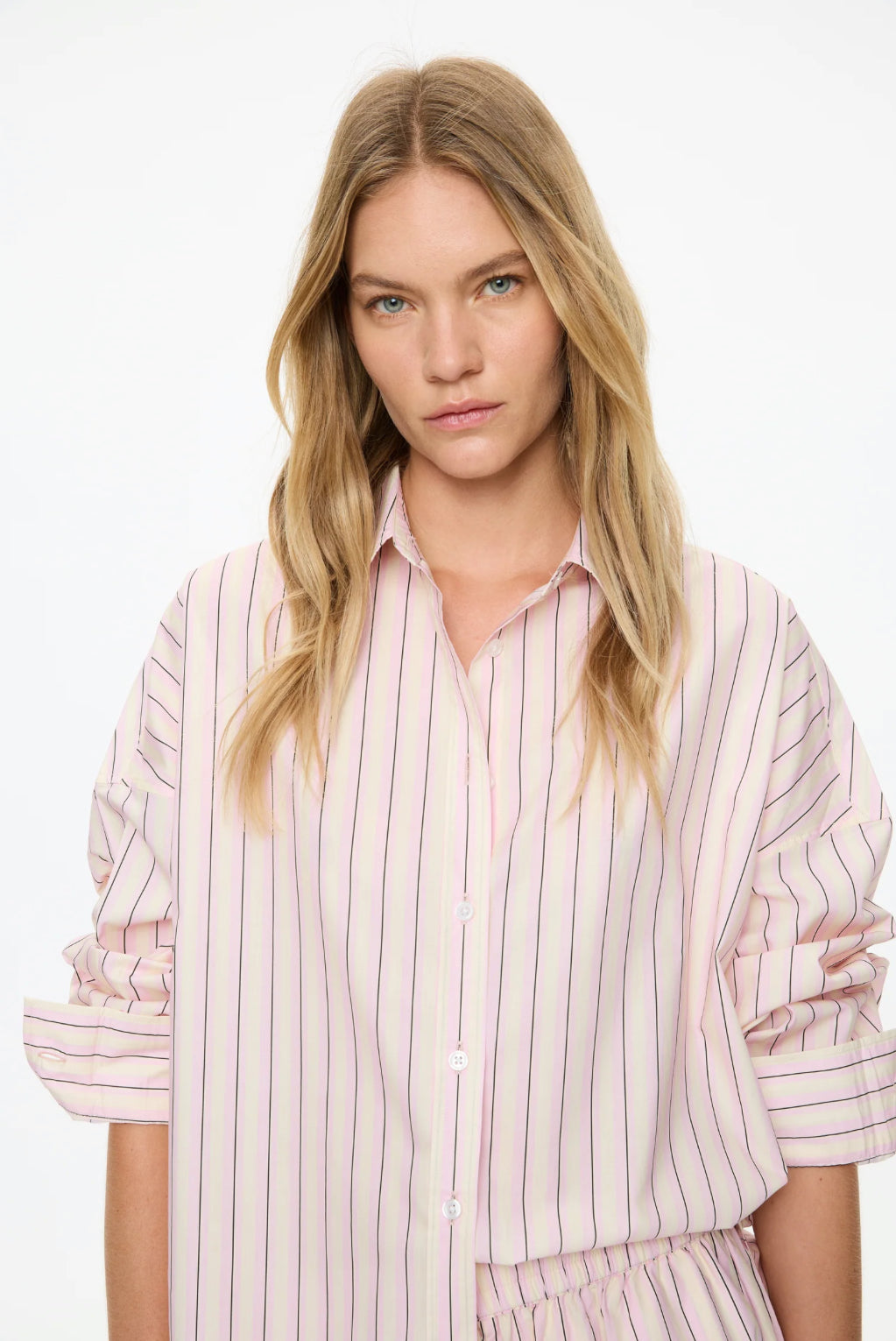 LMND | Mara Long Sleeve Shirt | Candy Floss/Black/White