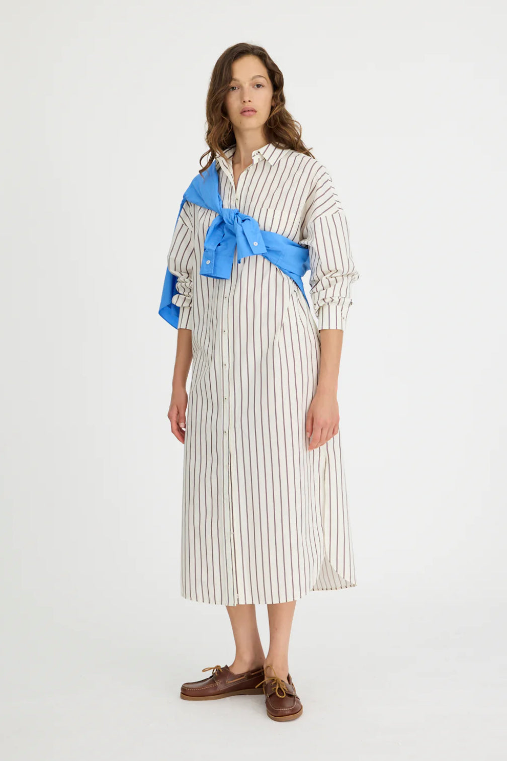 LMND | Chiara Maxi Dress | Vanilla/Cinnamon/Ink Blue Stripe