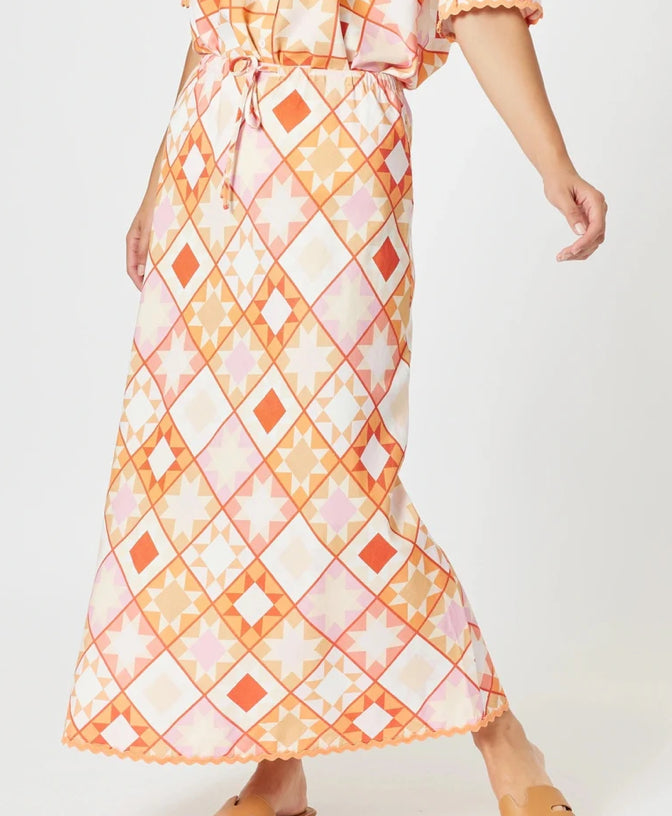 Threadz | Corfu Print Skirt | Mango Multi