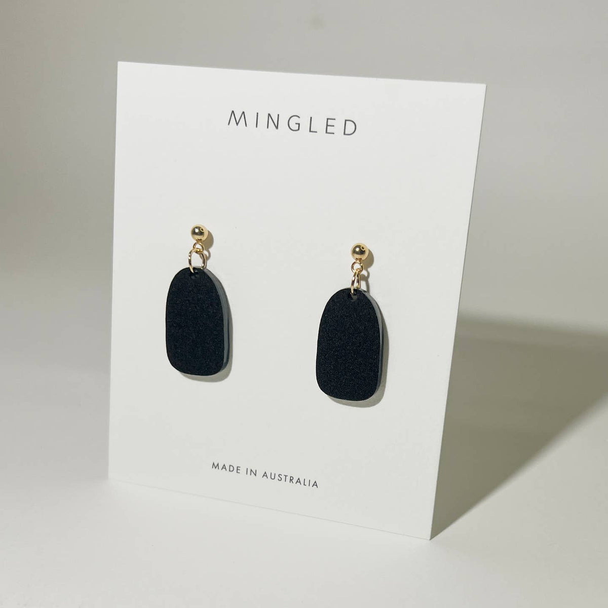 Mingled | Clio Minimalist Earrings | Black and Gold