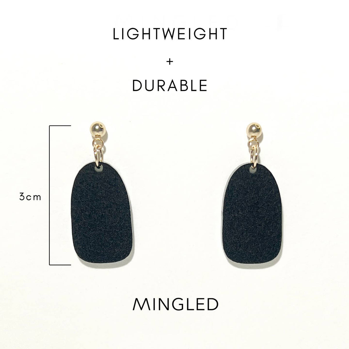 Mingled | Clio Minimalist Earrings | Black and Gold