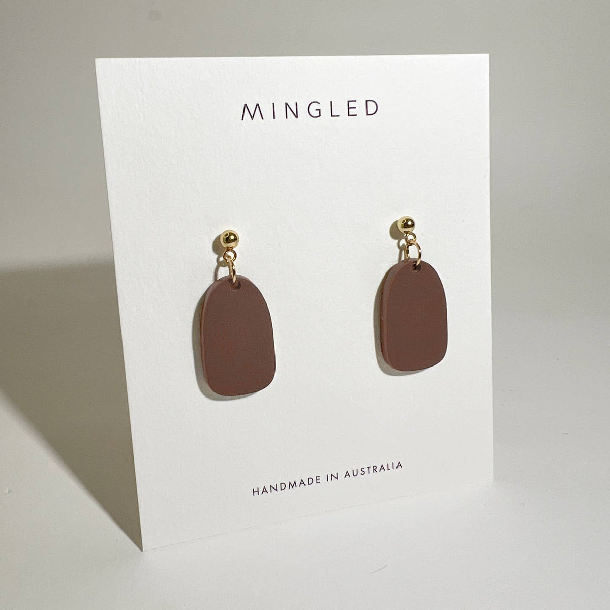 Mingled | Clio Minimalist Earrings | Nutmeg and Gold