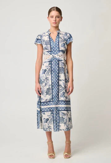 Once Was | Amoya Linen Viscose Dress | Ink Fle Print