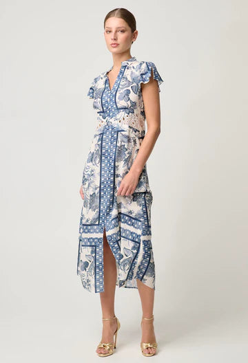 Once Was | Amoya Linen Viscose Dress | Ink Fle Print