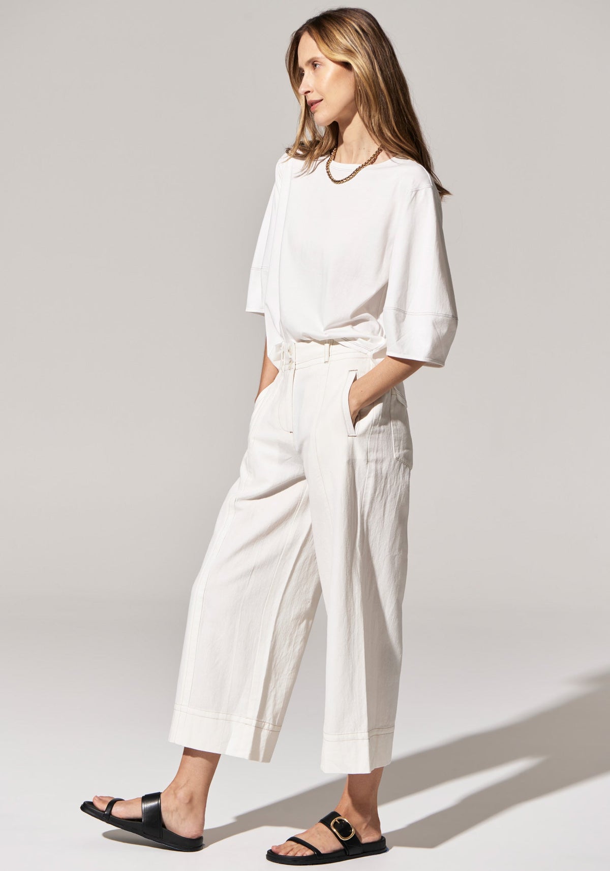 POL Clothing | Miley Crop Pant | White