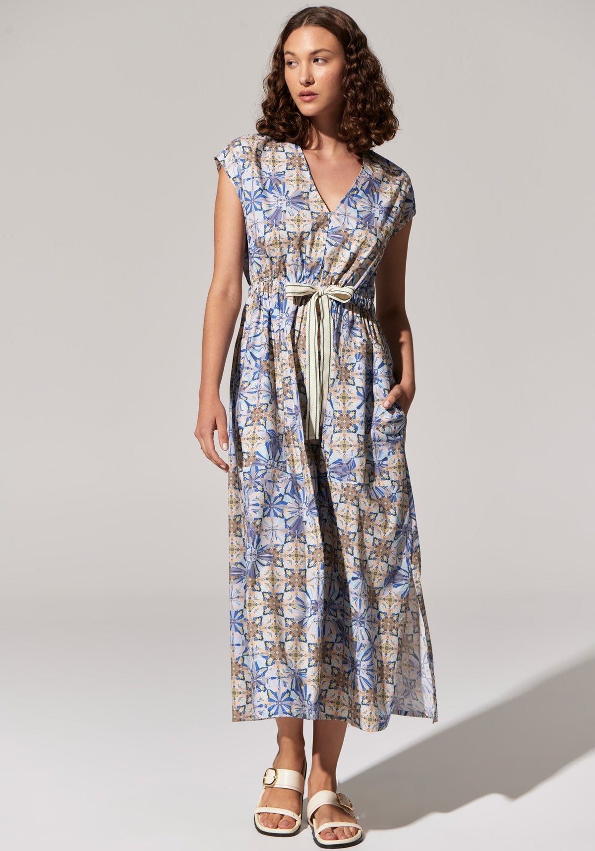 POL Clothing | Celeste Tie Belt Dress | Celeste Print