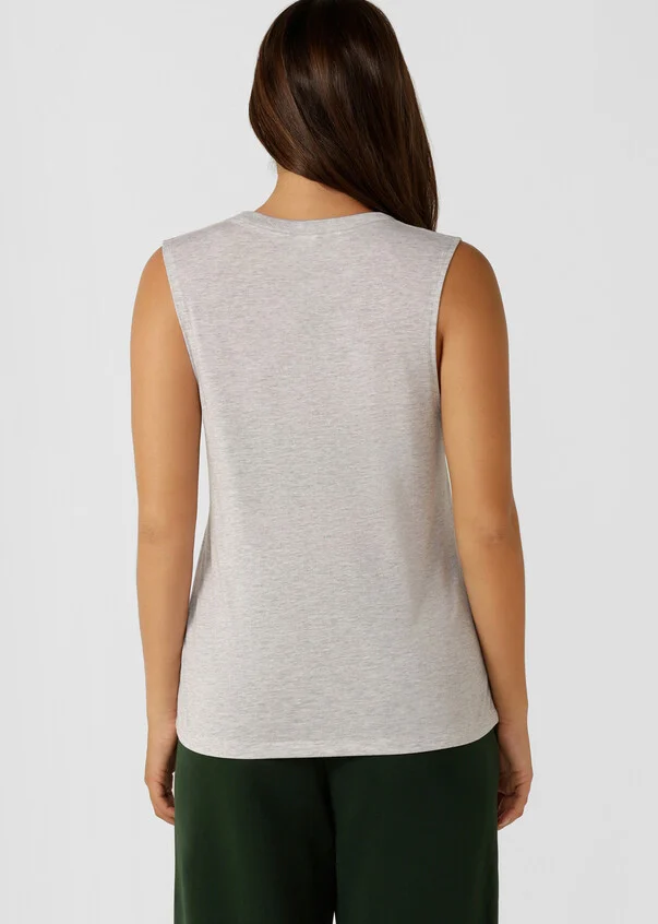 Lorna Jane Activewear | Lotus Limited Edition Muscle Tank | Light Grey Marl