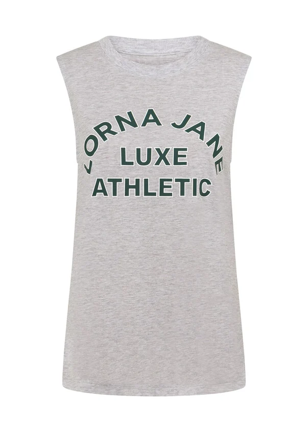 Lorna Jane Activewear | Lotus Limited Edition Muscle Tank | Light Grey Marl