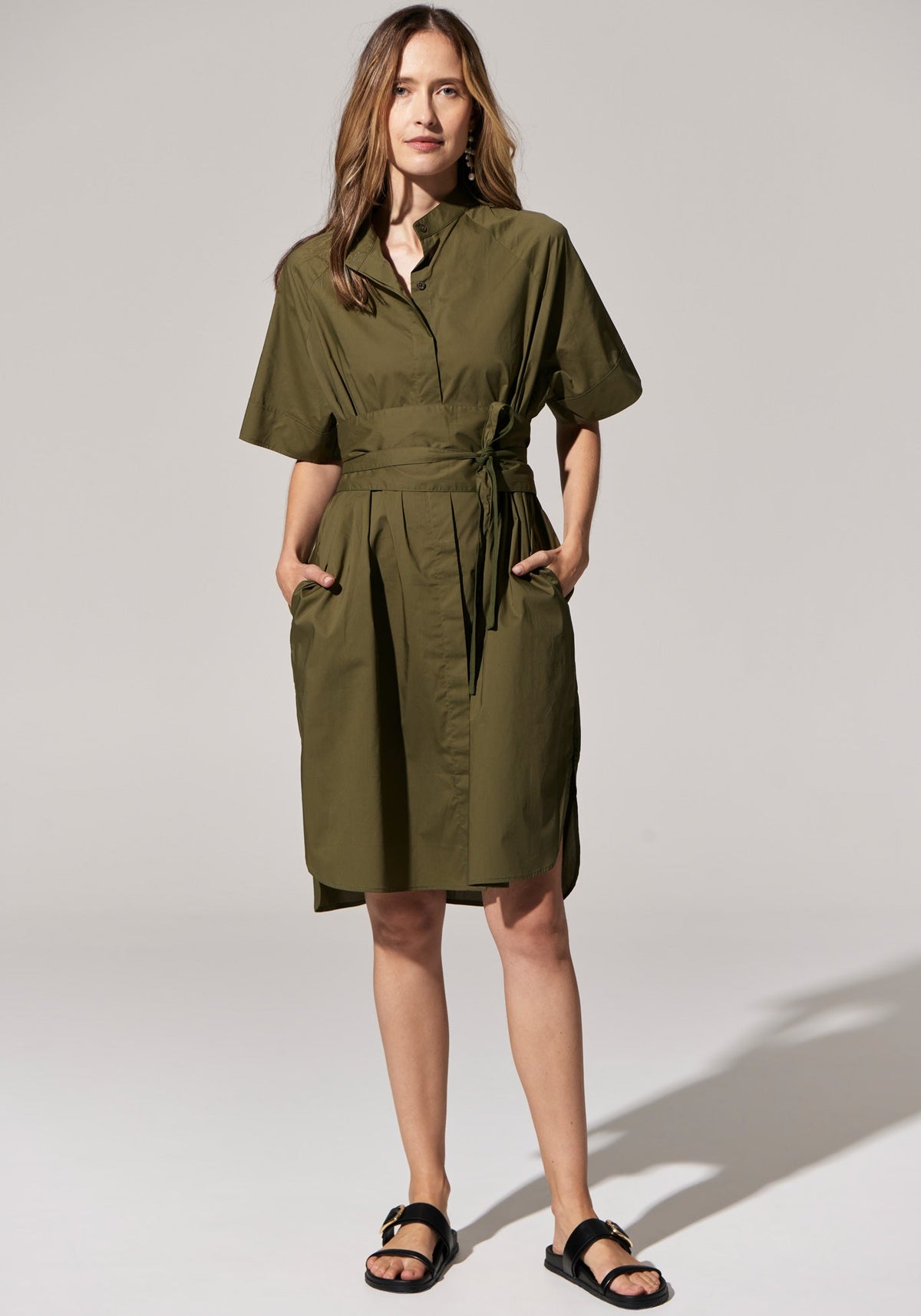 POL Clothing | Toya Shirt Dress | Khaki