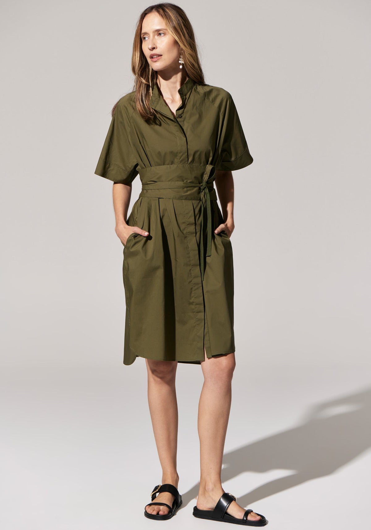 POL Clothing | Toya Shirt Dress | Khaki