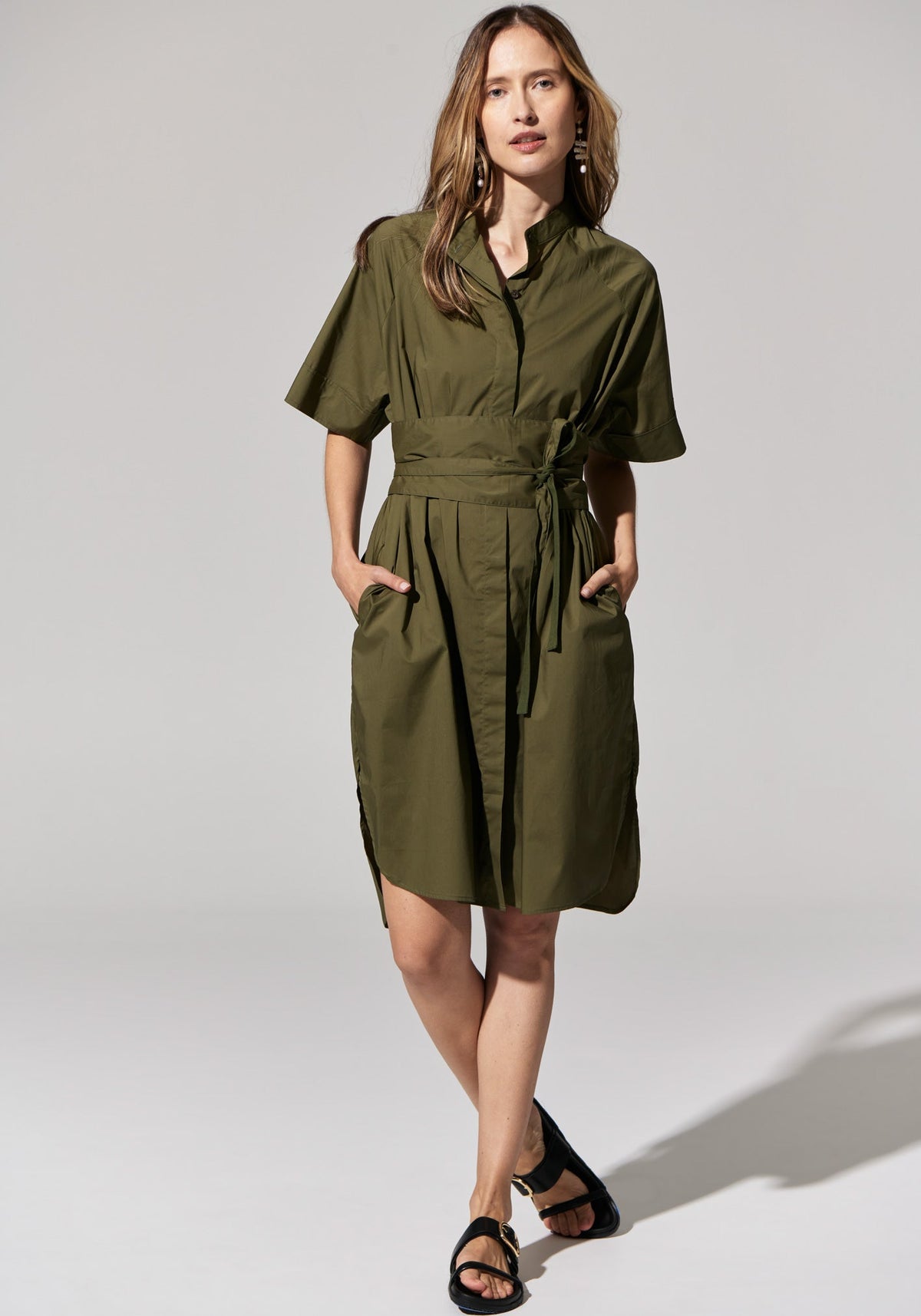 POL Clothing | Toya Shirt Dress | Khaki