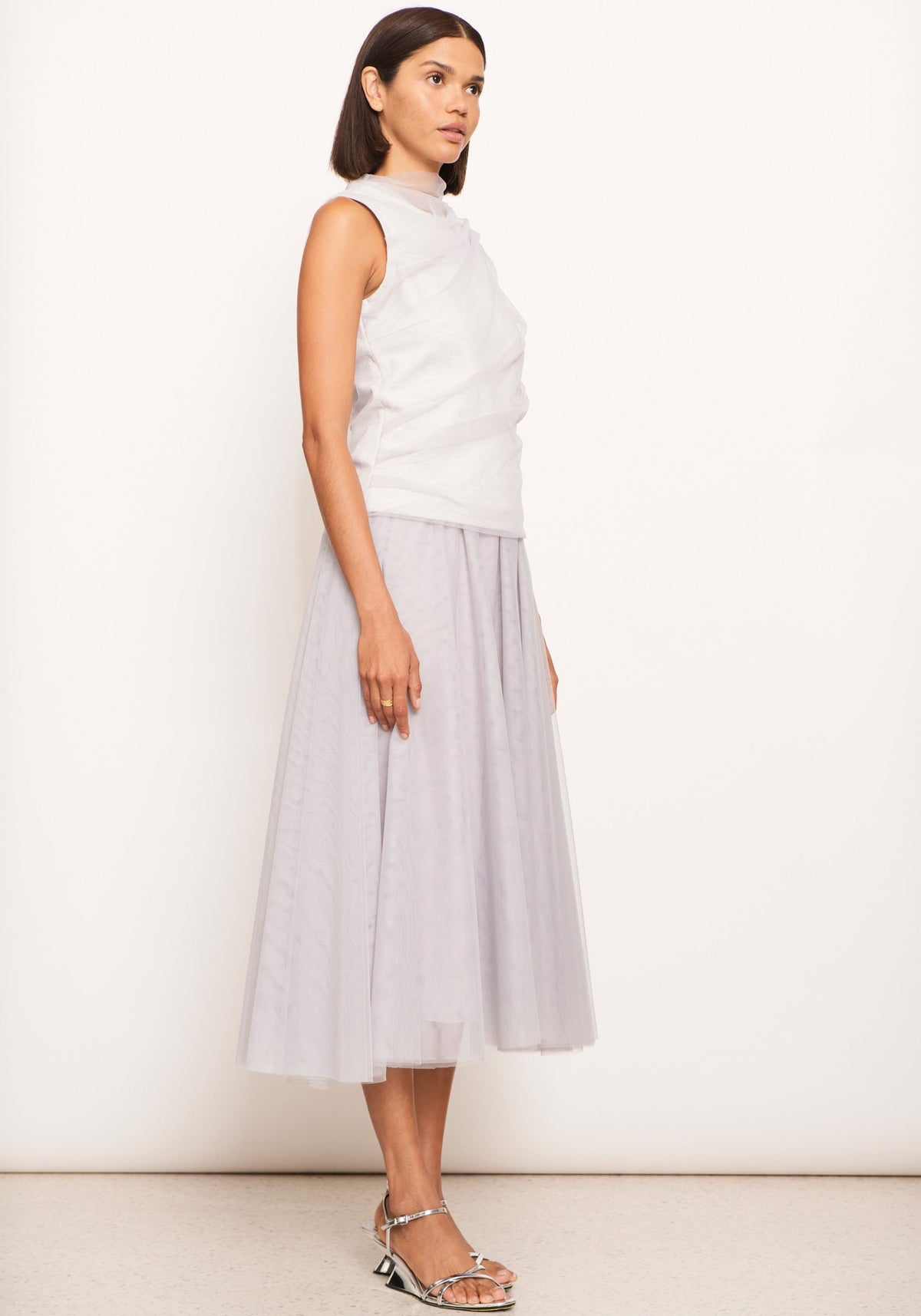 POL Clothing | Keel Tulle Skirt | Silver