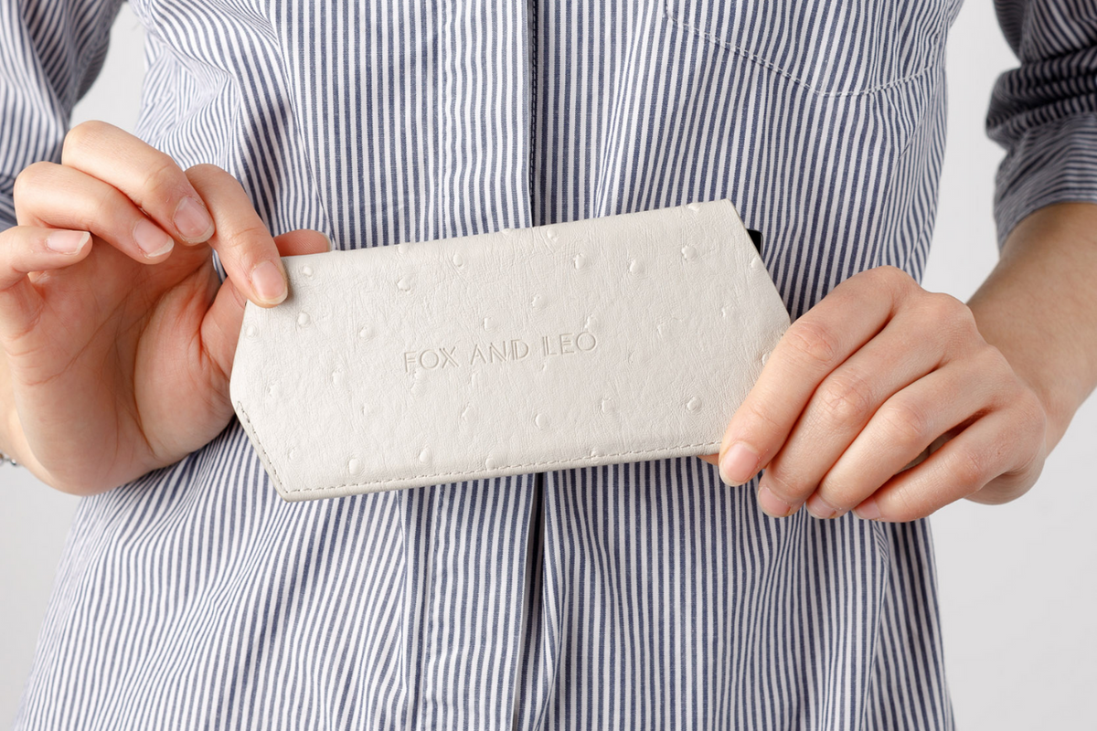 Fox And Leo | Glasses Case | Stone Ostrich Print
