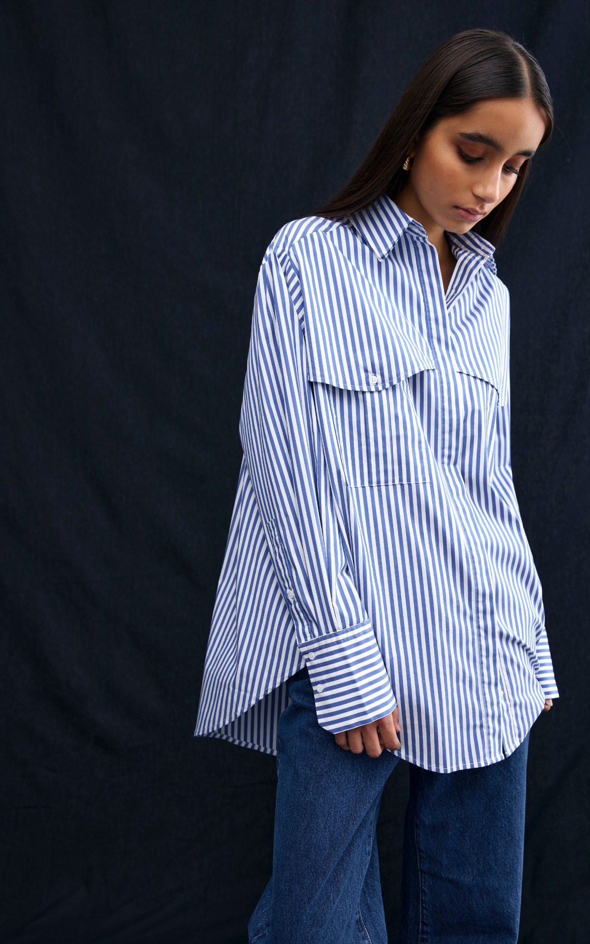 Kinney The Label | Riley Shirt | Navy/White Stripe