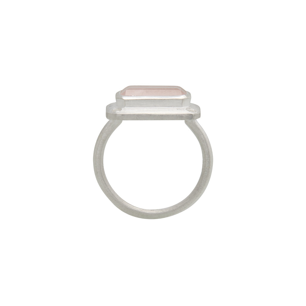 Murkani | Rose Quartz Ring with White Topaz | Stirling Silver