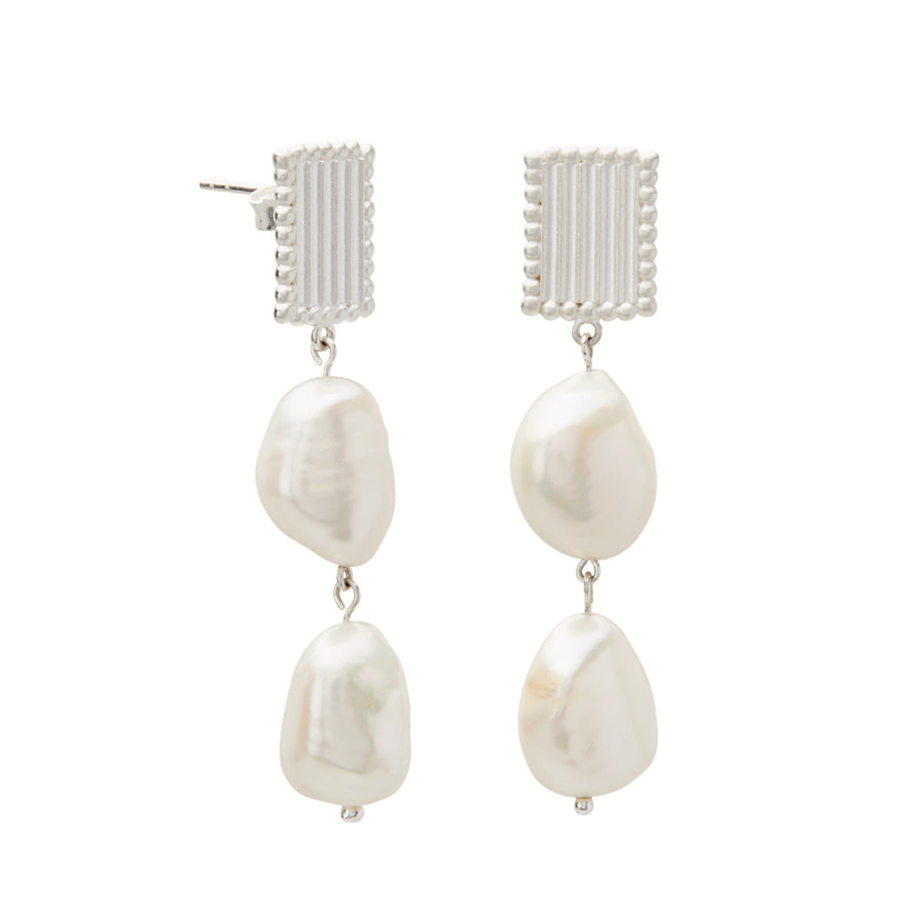 Murkani | Aphrodite Goddess Medium Pearl Earrings | Sterling Silver