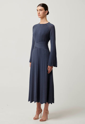 Once Was | Everett Cotton Lyocell Wave Knit Midi Dress | Bluestone