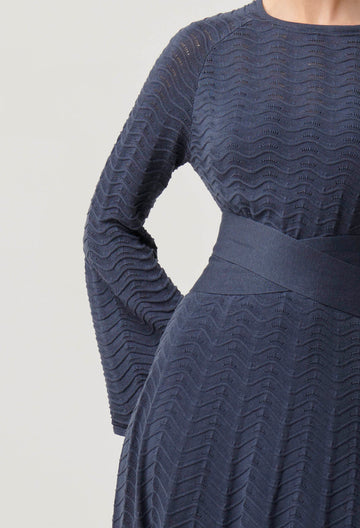 Once Was | Everett Cotton Lyocell Wave Knit Midi Dress | Bluestone